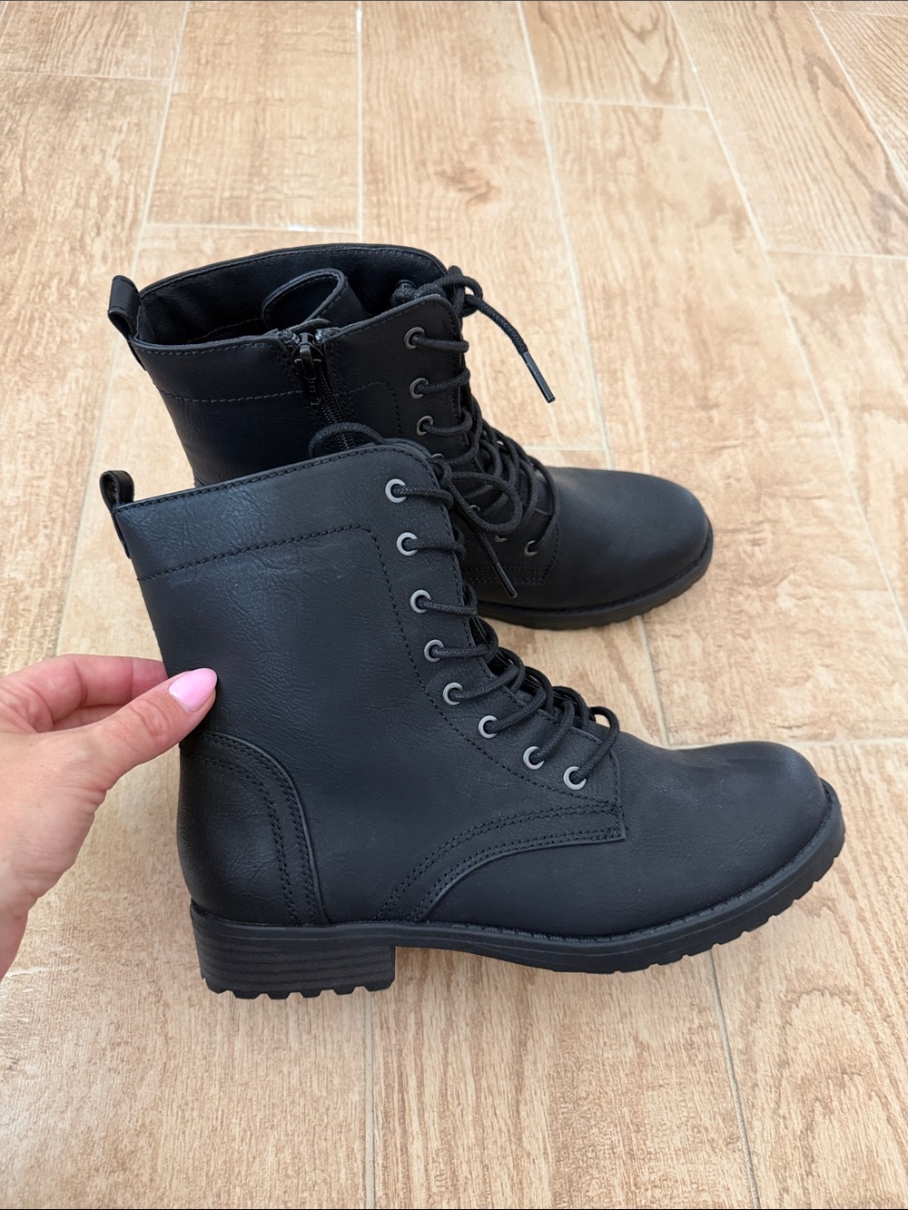 Black Women's Lace-Up Combat Boots - Classic Style
